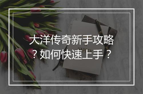 大洋传奇新手攻略？如何快速上手？