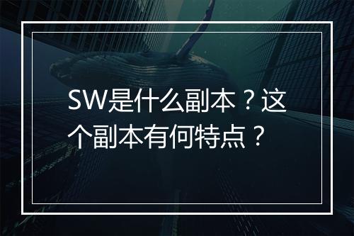 SW是什么副本？这个副本有何特点？