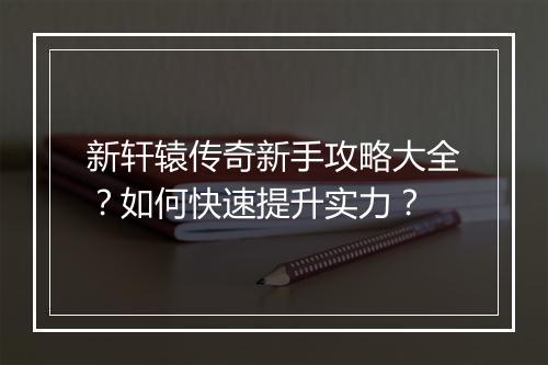 新轩辕传奇新手攻略大全？如何快速提升实力？