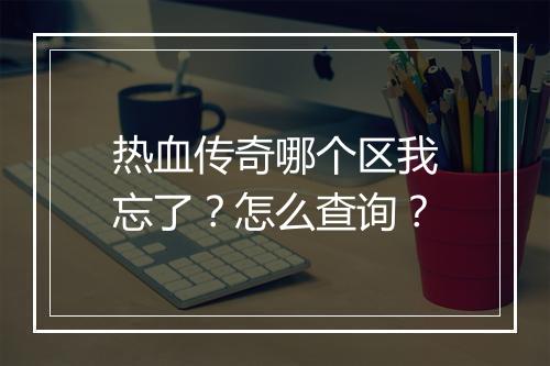 热血传奇哪个区我忘了？怎么查询？