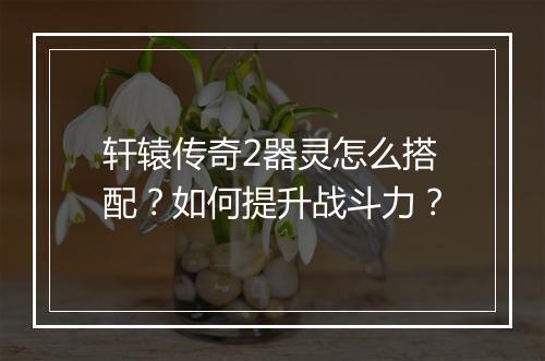 轩辕传奇2器灵怎么搭配？如何提升战斗力？