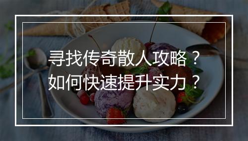 寻找传奇散人攻略？如何快速提升实力？