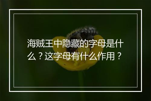 海贼王中隐藏的字母是什么？这字母有什么作用？