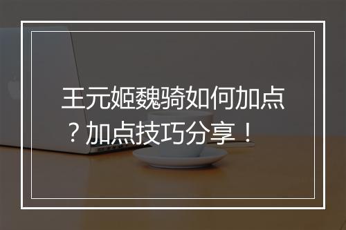 王元姬魏骑如何加点？加点技巧分享！