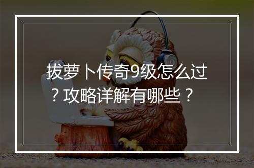 拔萝卜传奇9级怎么过？攻略详解有哪些？
