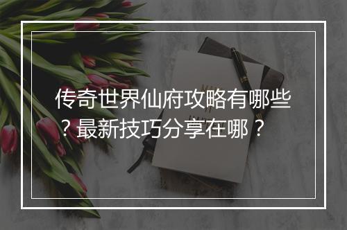 传奇世界仙府攻略有哪些？最新技巧分享在哪？