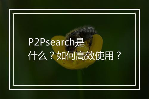P2Psearch是什么？如何高效使用？