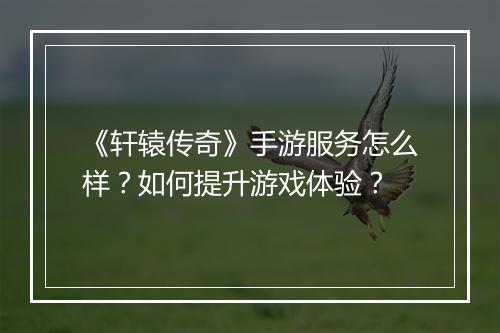 《轩辕传奇》手游服务怎么样？如何提升游戏体验？