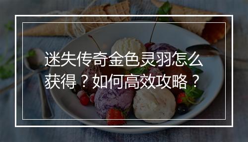 迷失传奇金色灵羽怎么获得？如何高效攻略？