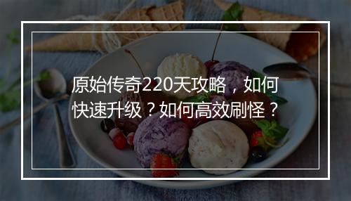 原始传奇220天攻略，如何快速升级？如何高效刷怪？