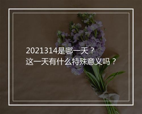 2021314是哪一天？这一天有什么特殊意义吗？