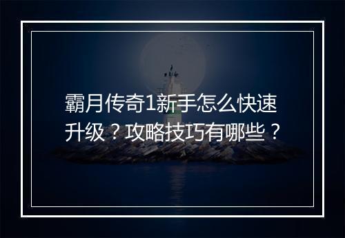 霸月传奇1新手怎么快速升级？攻略技巧有哪些？