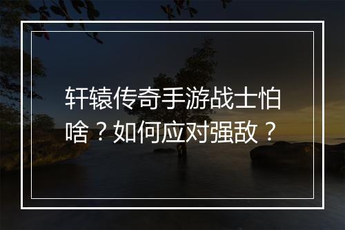 轩辕传奇手游战士怕啥？如何应对强敌？