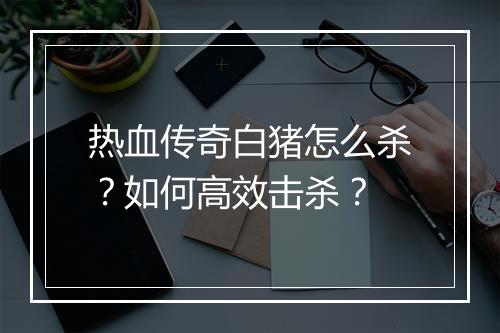 热血传奇白猪怎么杀？如何高效击杀？