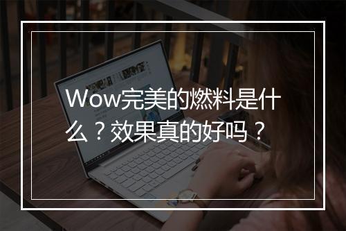 Wow完美的燃料是什么？效果真的好吗？