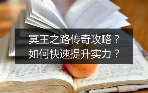 冥王之路传奇攻略？如何快速提升实力？