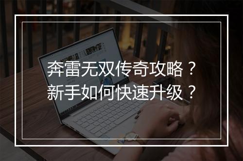 奔雷无双传奇攻略？新手如何快速升级？