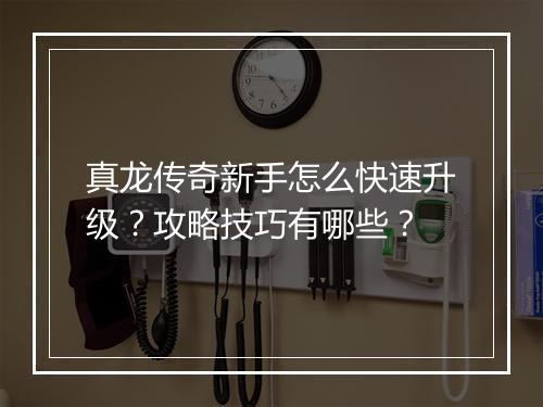 真龙传奇新手怎么快速升级？攻略技巧有哪些？