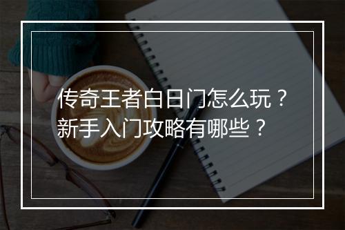 传奇王者白日门怎么玩？新手入门攻略有哪些？