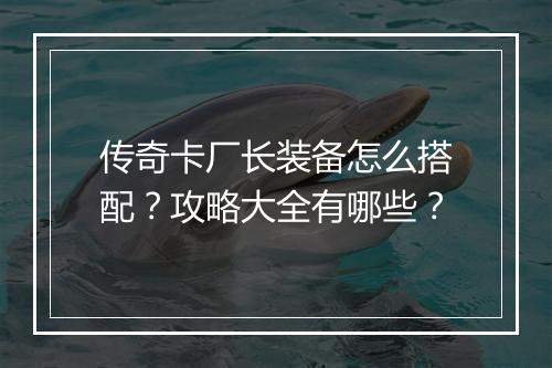 传奇卡厂长装备怎么搭配？攻略大全有哪些？