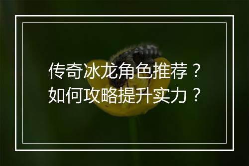 传奇冰龙角色推荐？如何攻略提升实力？