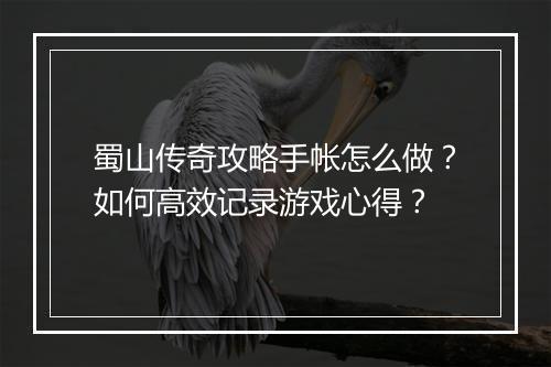 蜀山传奇攻略手帐怎么做？如何高效记录游戏心得？