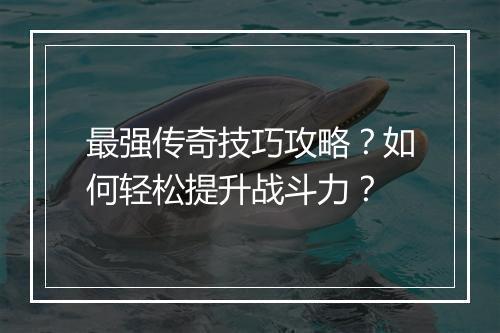 最强传奇技巧攻略？如何轻松提升战斗力？