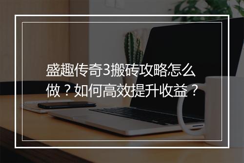 盛趣传奇3搬砖攻略怎么做？如何高效提升收益？