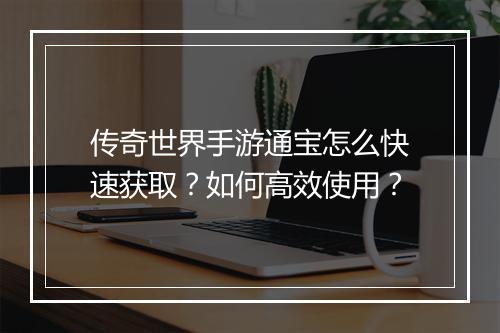 传奇世界手游通宝怎么快速获取？如何高效使用？