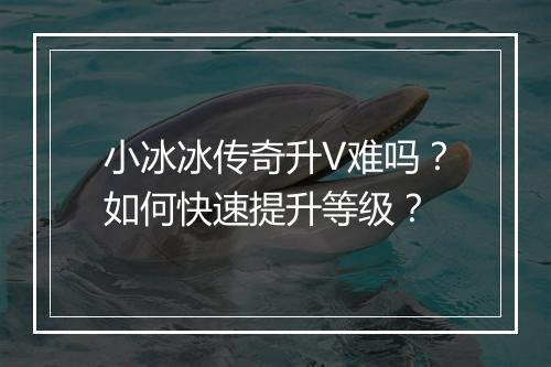 小冰冰传奇升V难吗？如何快速提升等级？
