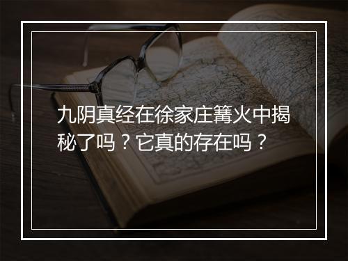 九阴真经在徐家庄篝火中揭秘了吗？它真的存在吗？