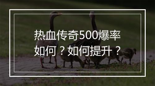 热血传奇500爆率如何？如何提升？