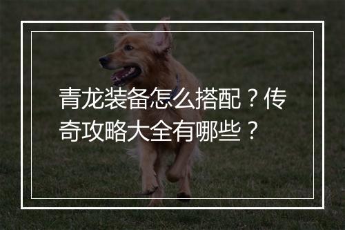 青龙装备怎么搭配？传奇攻略大全有哪些？
