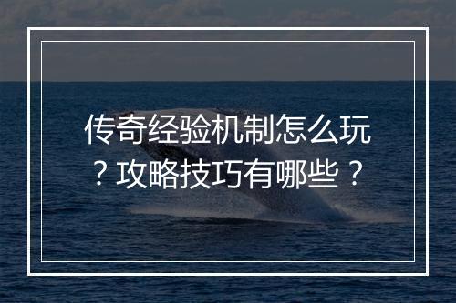 传奇经验机制怎么玩？攻略技巧有哪些？