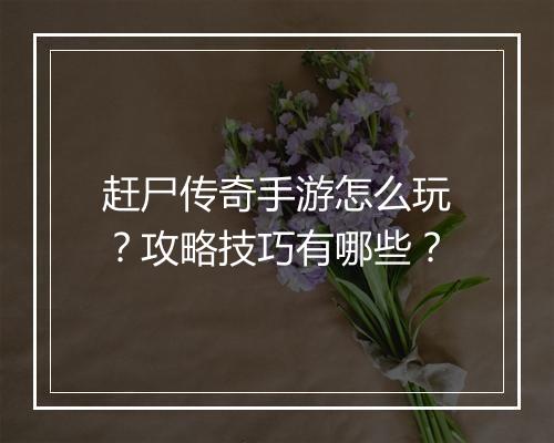 赶尸传奇手游怎么玩？攻略技巧有哪些？