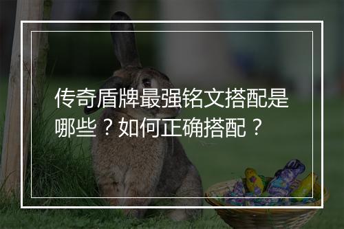 传奇盾牌最强铭文搭配是哪些？如何正确搭配？
