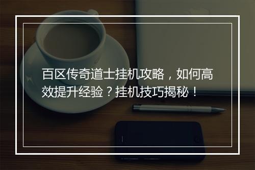 百区传奇道士挂机攻略，如何高效提升经验？挂机技巧揭秘！