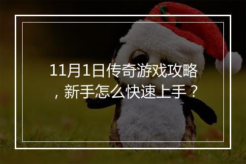 11月1日传奇游戏攻略，新手怎么快速上手？