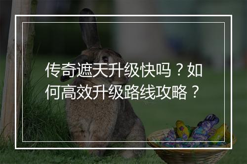 传奇遮天升级快吗？如何高效升级路线攻略？