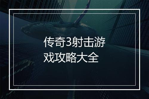 传奇3射击游戏攻略大全