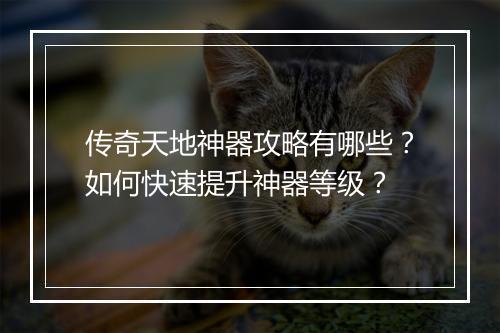 传奇天地神器攻略有哪些？如何快速提升神器等级？