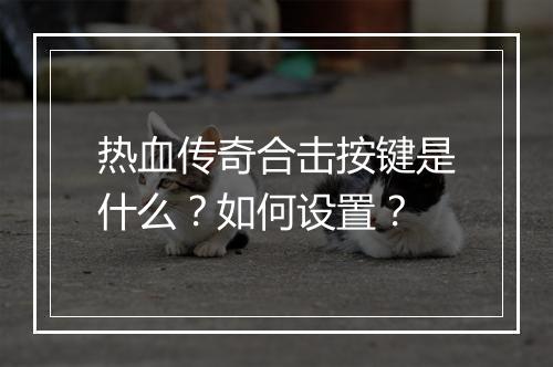 热血传奇合击按键是什么？如何设置？