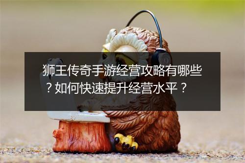 狮王传奇手游经营攻略有哪些？如何快速提升经营水平？