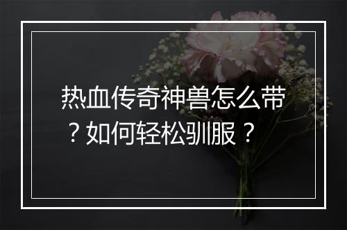 热血传奇神兽怎么带？如何轻松驯服？