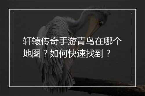 轩辕传奇手游青鸟在哪个地图？如何快速找到？