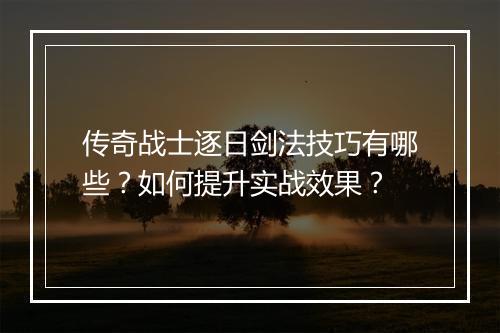 传奇战士逐日剑法技巧有哪些？如何提升实战效果？