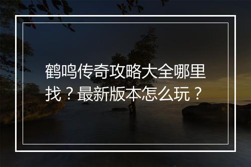 鹤鸣传奇攻略大全哪里找？最新版本怎么玩？