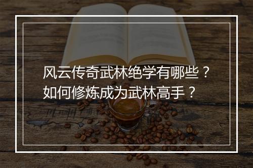 风云传奇武林绝学有哪些？如何修炼成为武林高手？