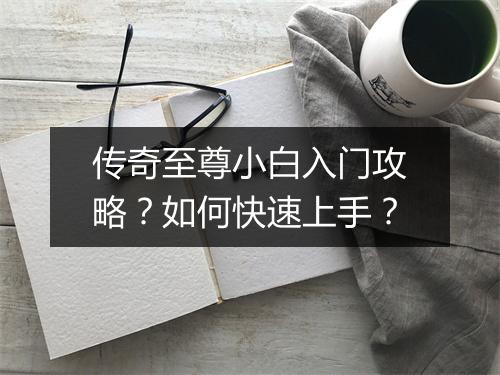传奇至尊小白入门攻略？如何快速上手？
