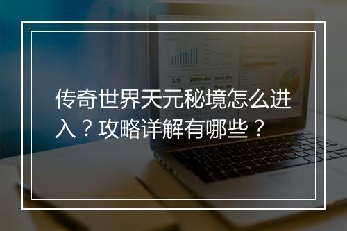 传奇世界天元秘境怎么进入？攻略详解有哪些？